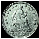 1853 Arrows Seated Liberty Half Dime CHOICE  AU