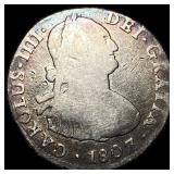 1807 Silver 2 Reales Mexico Mint (Mo).  LIGHTLY C