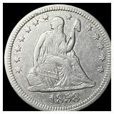 1858 Silver Seated Liberty Quarter CLOSELY UNCIRCU