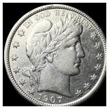 1907-S Silver Barber Half Dollar CHOICE AU