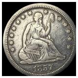 1857 Seated Liberty Silver Quarter NEARLY UNCIRCUL