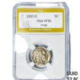 1937-D Buffalo Nickel PGA VF35 3 Legs