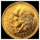 Gold 2.5 Pesos 1945 Mexico GEM BU