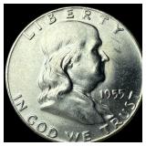 1955 Silver Half Dollar Franklin CHOICE BU