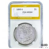 1890-S Morgan Silver Dollar PGA MS64