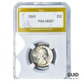 1943 Washington Silver Quarter PGA MS67