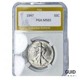 1947 Walking Liberty Half Dollar PGA MS65