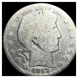 1913-S Silver Barber Half Dollar NICELY CIRCULATED