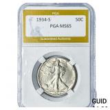 1934-S Walking Liberty Half Dollar PGA MS65