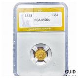 1853 Rare Gold Dollar PGA MS64