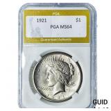 1921 Silver Peace Dollar PGA MS64