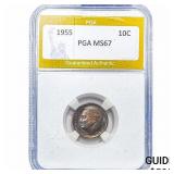 1955 Roosevelt Dime PGA MS67