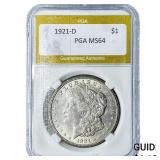 1921-D Morgan Silver Dollar PGA MS64