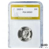 1920-S Mercury Silver Dime PGA MS63