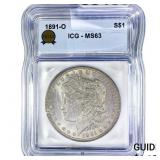 1891-O Morgan Silver Dollar ICG MS63