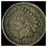 1863 Copper-Nickel Indian Head Cent NEARLY UNCIRCU