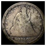 1840-O Silver Seated Liberty Quarter NICELY CIRCUL