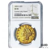 1855-S $20 Gold Double Eagle NGC XF45