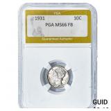 1931 Mercury Silver Dime PGA MS66 FB