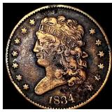 1834 Classic Head Half Cent NEARLY UNCIRCULATED