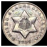 1851 Silver Three-Cent Piece CHOICE AU