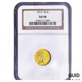 1913 $2.50 Gold Quarter Eagle NGC AU58
