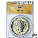 1921 Silver Peace Dollar ANACS MS63