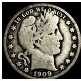 1909 Barber Half Dollar LIGHTLY CIRCULATED