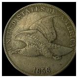 1858 Copper-Nickel Flying Eagle Cent CLOSELY  UNC