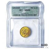 1914-D $2.50 Gold Quarter Eagle ICG MS62