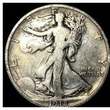 1918-S Silver Walking Liberty Half Dollar LIGHTLY