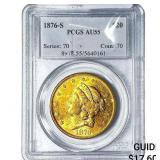 1876-S $20 Gold Double Eagle PCGS AU55