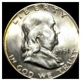 1951-S Silver Half Dollar Franklin GEM BU
