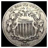 1873 OPEN 3 Shield Nickel NEARLY UNCIRCULATED