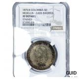 1875/4 Colombia, Medellin Silver 5 Decimos NGC XF