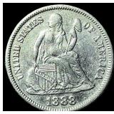 1838 Silver Seated Liberty Dime CLOSELY UNCIRCULAT