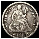 1874 Arrows Seated Liberty Dime NEARLY UNCIRCULATE