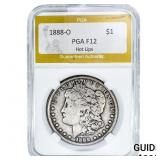 1888-O Morgan Silver Dollar PGA F12 Hot Lips
