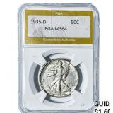 1935-D Walking Liberty Half Dollar PGA MS64
