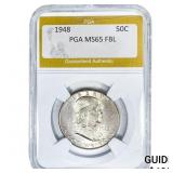 1948 Franklin Half Dollar PGA MS65 FBL