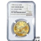 1998 $50 Gold American Eagle 1oz NGC MS69 Mint Err