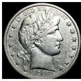 1911 Silver Half Dollar Barber CLOSELY UNCIRCULATE