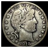 1915-S Silver Barber Half Dollar LIGHTLY CIRCULATE