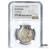 1877(B) British India Silver Rupee Toned! NGC AU D