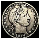 1914-S Silver Barber Half Dollar LIGHTLY CIRCULATE