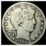 1909 Silver Barber Half Dollar LIGHTLY CIRCULATED