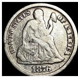 1876-CC Silver Seated Liberty Dime LIGHTLY CIRCULA