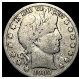 1909-S Silver Barber Half Dollar LIGHTLY CIRCULATE