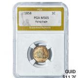 1858 Flying Eagle Cent PGA MS65