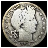 1892 Silver Barber Half Dollar LIGHTLY CIRCULATED